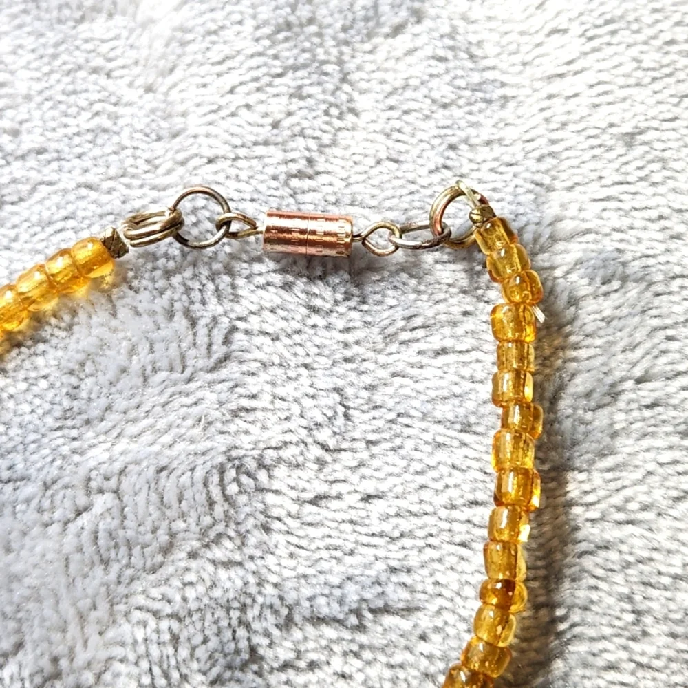 Blue and Gold Glass Beaded Necklace - Picture 4 of 5